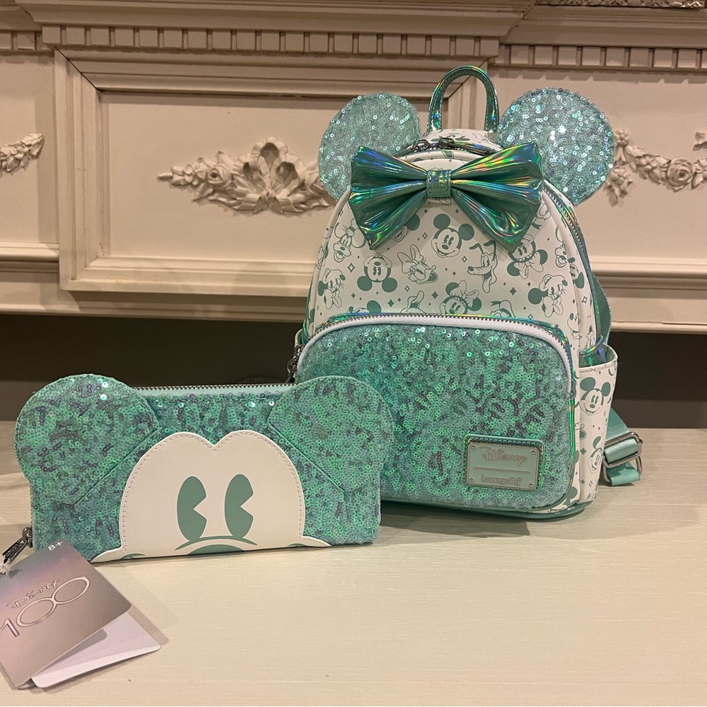 Disney Hallmark Special Edition Mickey Mouse Glittery Backpack and Wallet Set